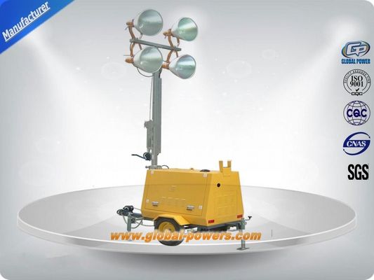 China LED 9m Portable Trailer  Mobile Light Tower Diesel Generator  with Hand Push supplier